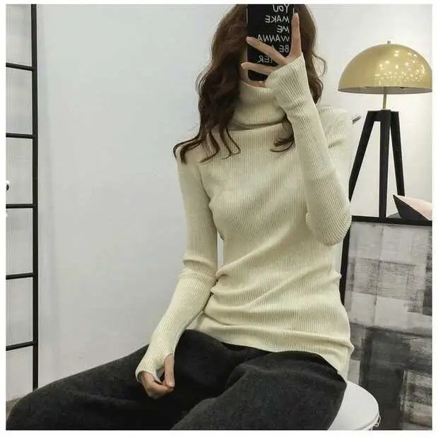 Long Sleeve Thumb Knit Sweater with Backing Pile Collar