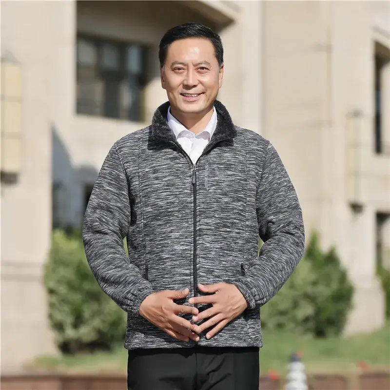 Men's Blue Fleece Lined Jacket with Card Collar - Image 4