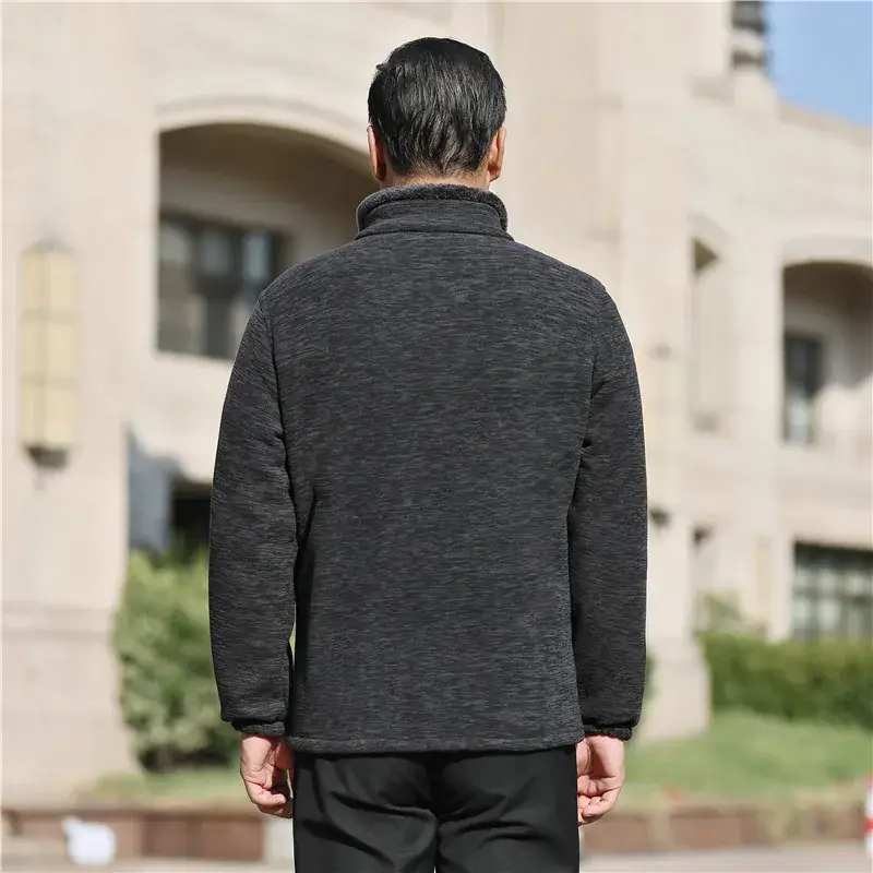 Men's Blue Fleece Lined Jacket with Card Collar - Image 5