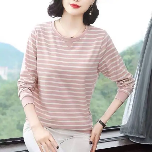 Long Sleeve Striped T-Shirt Women Large 2022 - Image 4