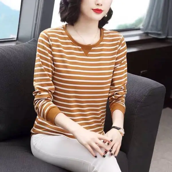 Long Sleeve Striped T-Shirt Women Large 2022 - Image 5