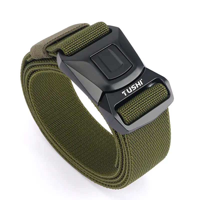 Men's Quick Release Elastic Belt Olive Green - Image 2