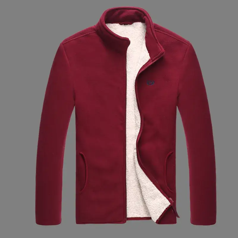Men's Fleece Zipper Jacket Black Warm Outerwear - Image 5
