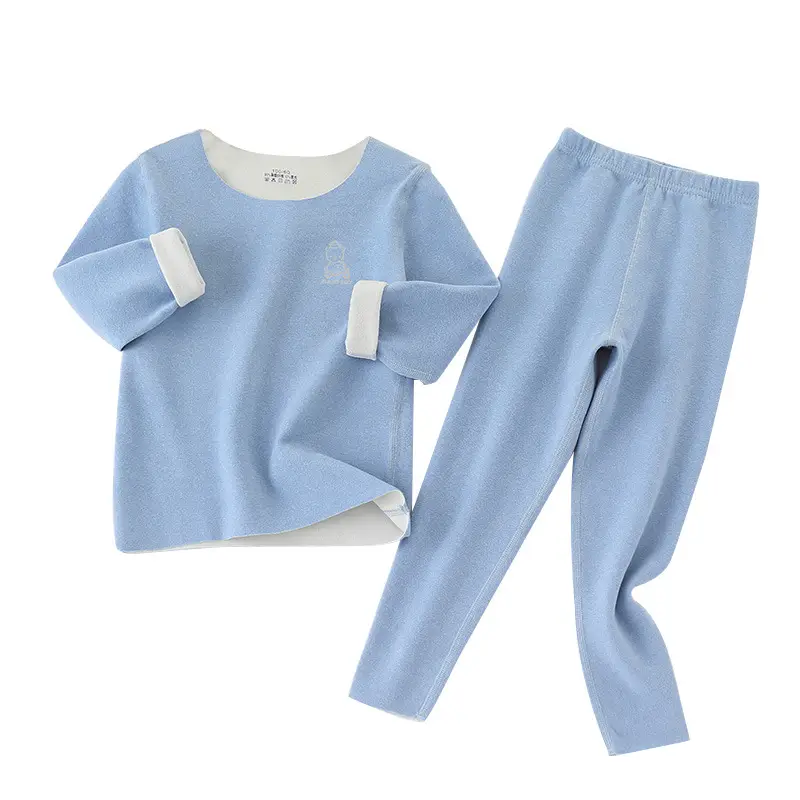 Kids Thermal Pajama Set Green Medium to XL - Image 19