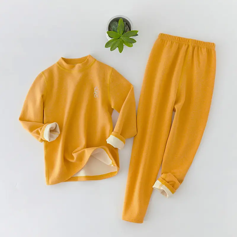 Kids Thermal Pajama Set Green Medium to XL - Image 10
