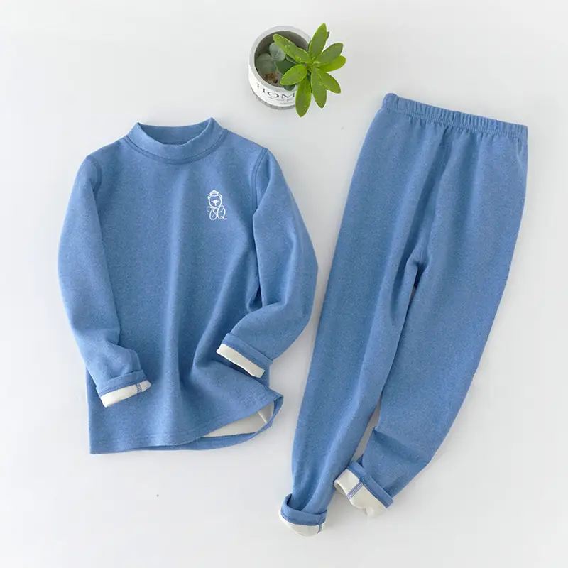 Kids Thermal Pajama Set Green Medium to XL - Image 12