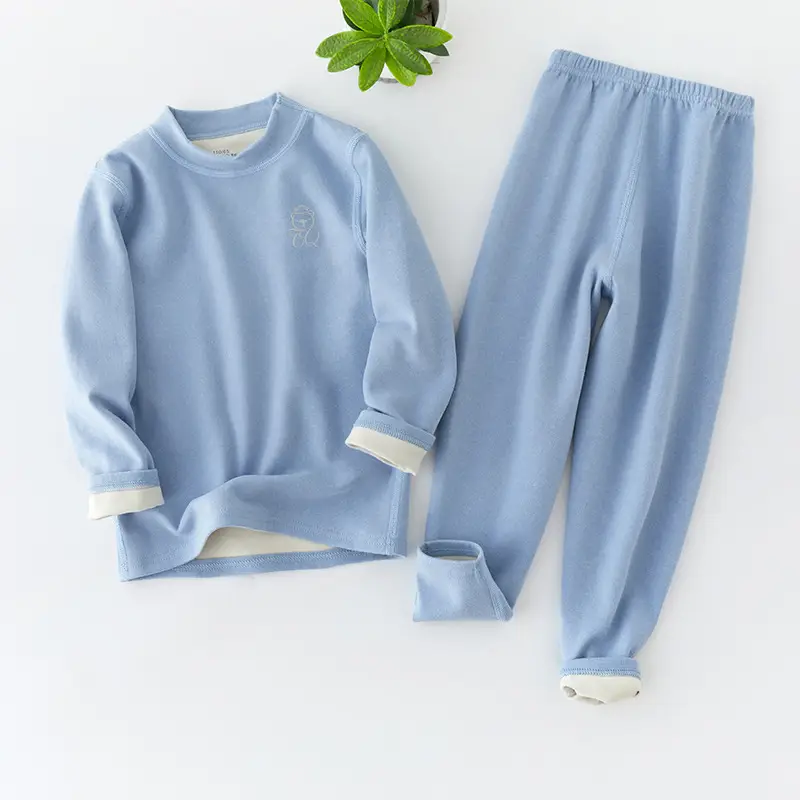 Kids Thermal Pajama Set Green Medium to XL - Image 14