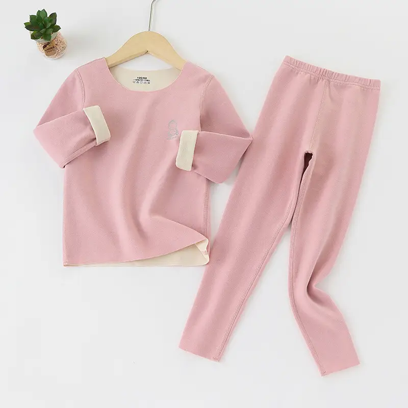 Kids Thermal Pajama Set Green Medium to XL - Image 2