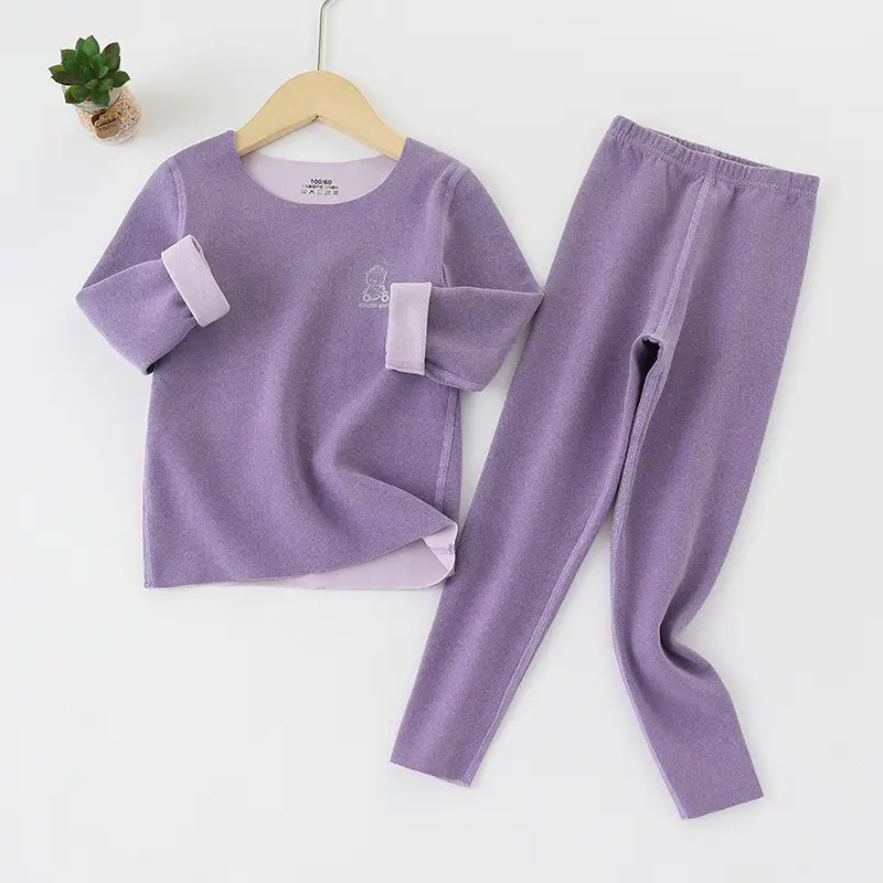Kids Thermal Pajama Set Green Medium to XL - Image 6