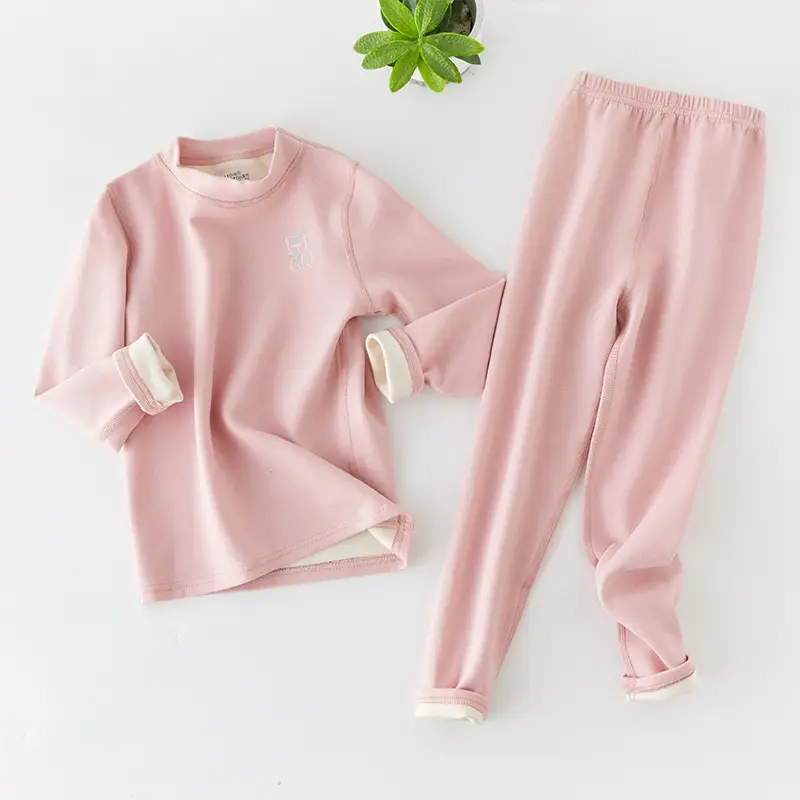 Kids Thermal Pajama Set Green Medium to XL - Image 9