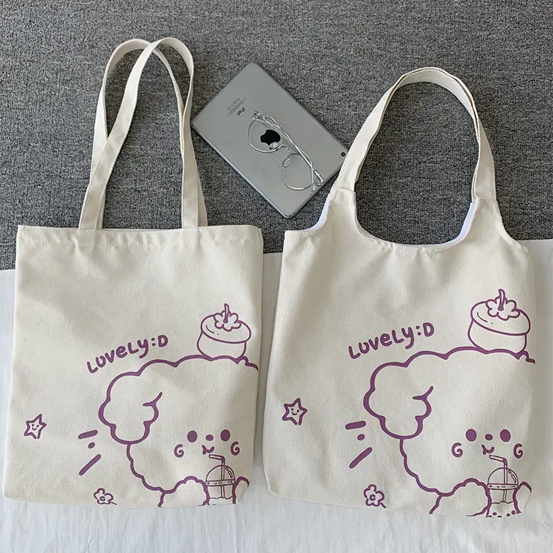 Japanese Ulzzang College Student Canvas Shoulder Bag Large Capacity Purple - Image 2