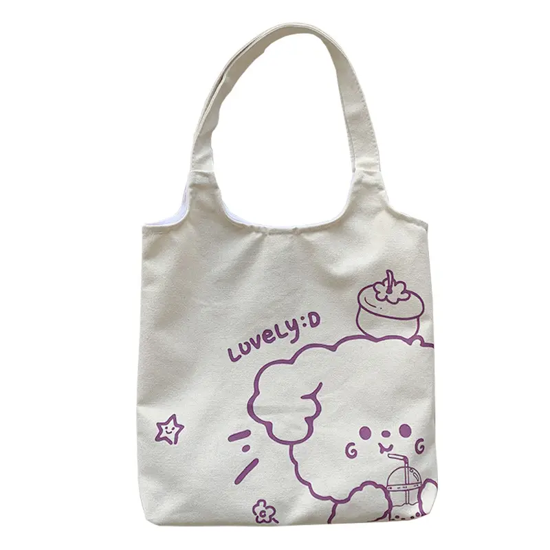 Japanese Ulzzang College Student Canvas Shoulder Bag Large Capacity Purple - Image 6