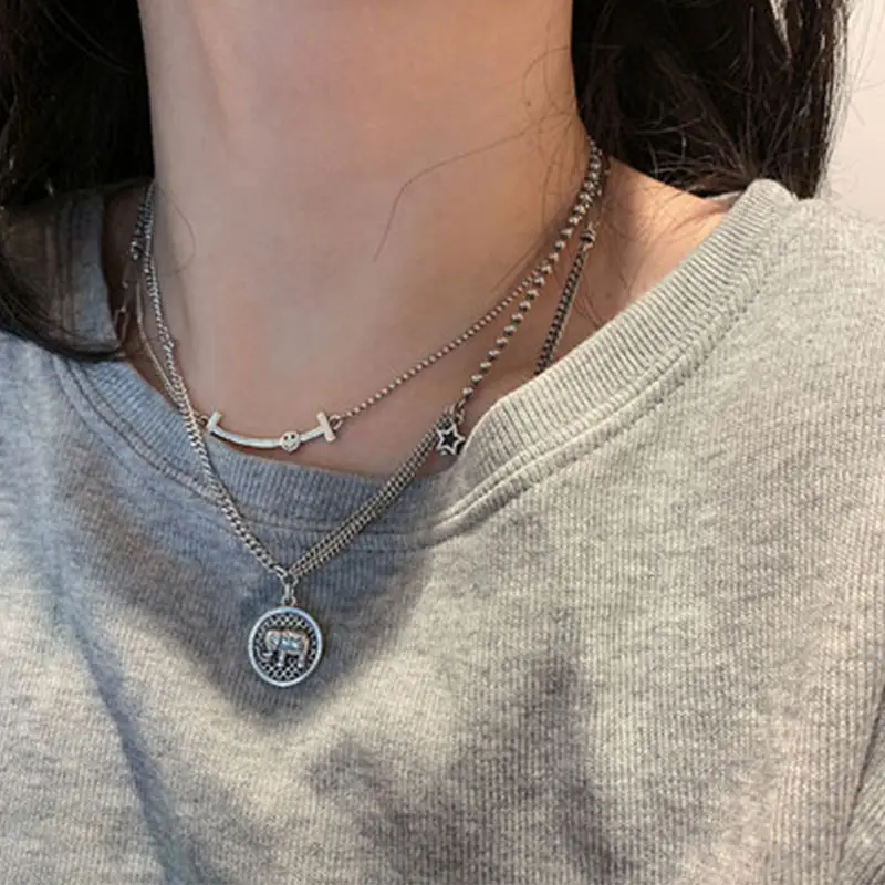 925 Sterling Silver Elephant Necklace Women Trendy Hip Hop Luck - Image 6
