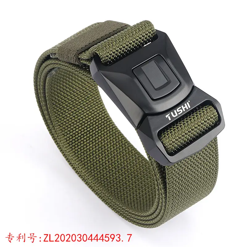 Men's Green Nylon Tactical Belt with Buckle