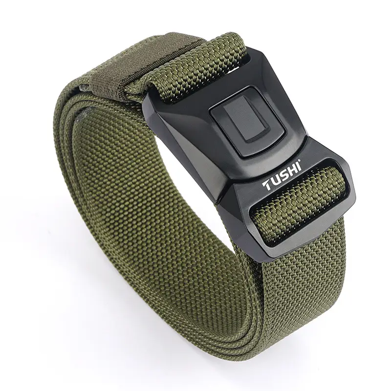 Men's Green Nylon Tactical Belt with Buckle