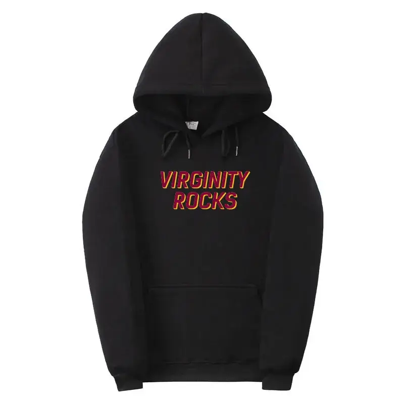 Red Virginity Rocks Hooded Fleece Sweatshirt Unisex