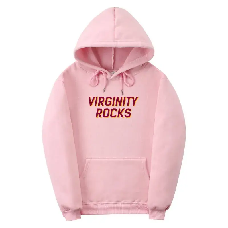 Red Virginity Rocks Hooded Fleece Sweatshirt Unisex
