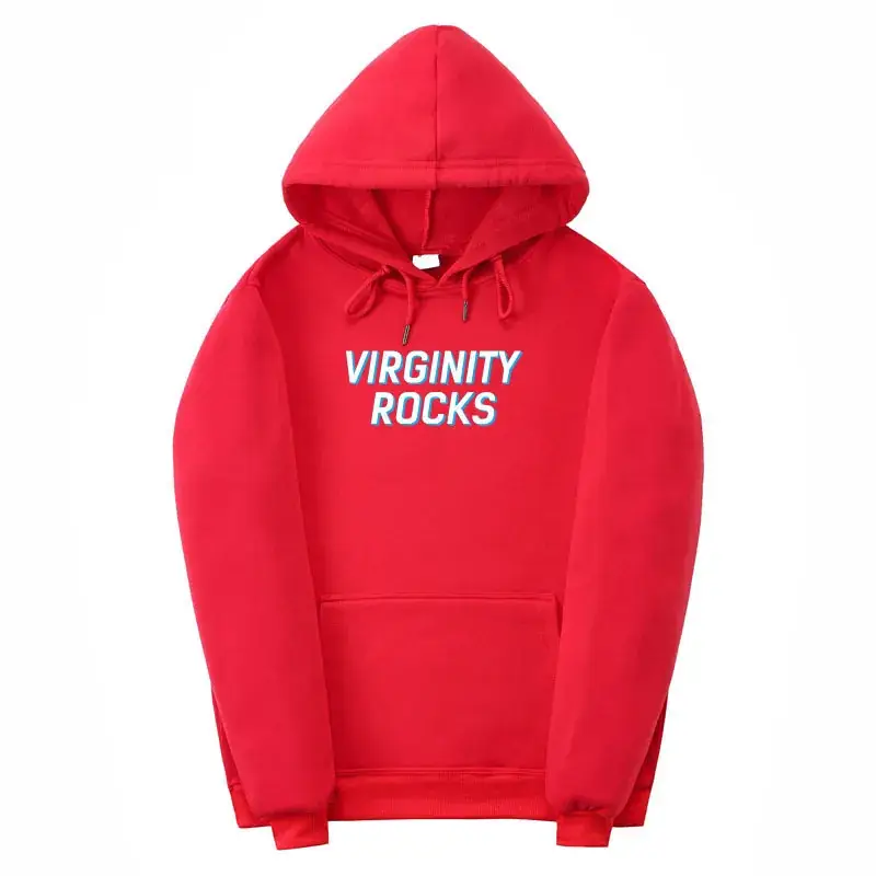 Red Virginity Rocks Hooded Fleece Sweatshirt Unisex