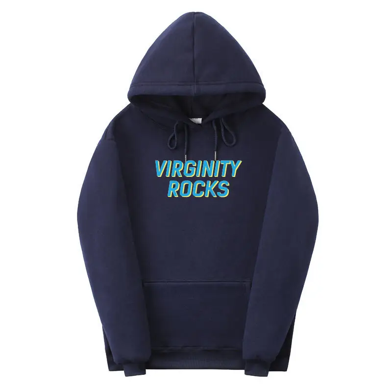 Red Virginity Rocks Hooded Fleece Sweatshirt Unisex — feature 3