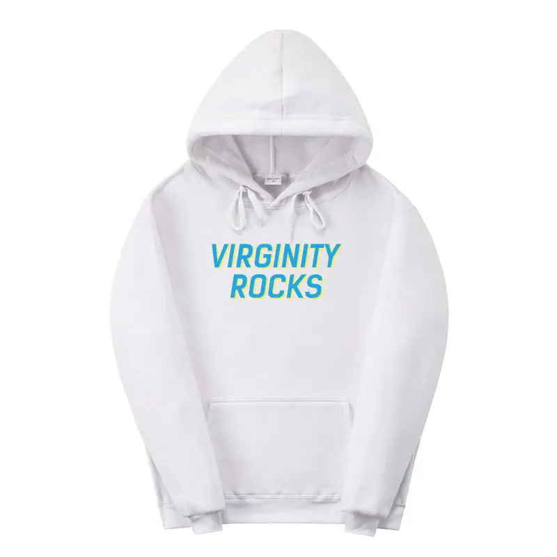 Red Virginity Rocks Hooded Fleece Sweatshirt Unisex — feature 6