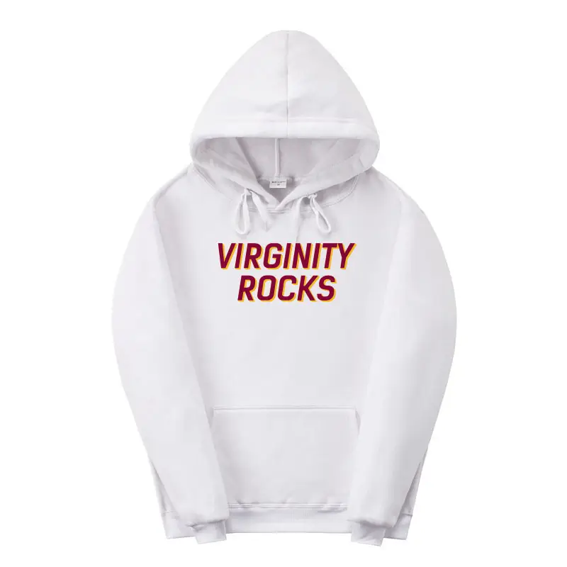 Red Virginity Rocks Hooded Fleece Sweatshirt Unisex — feature 7
