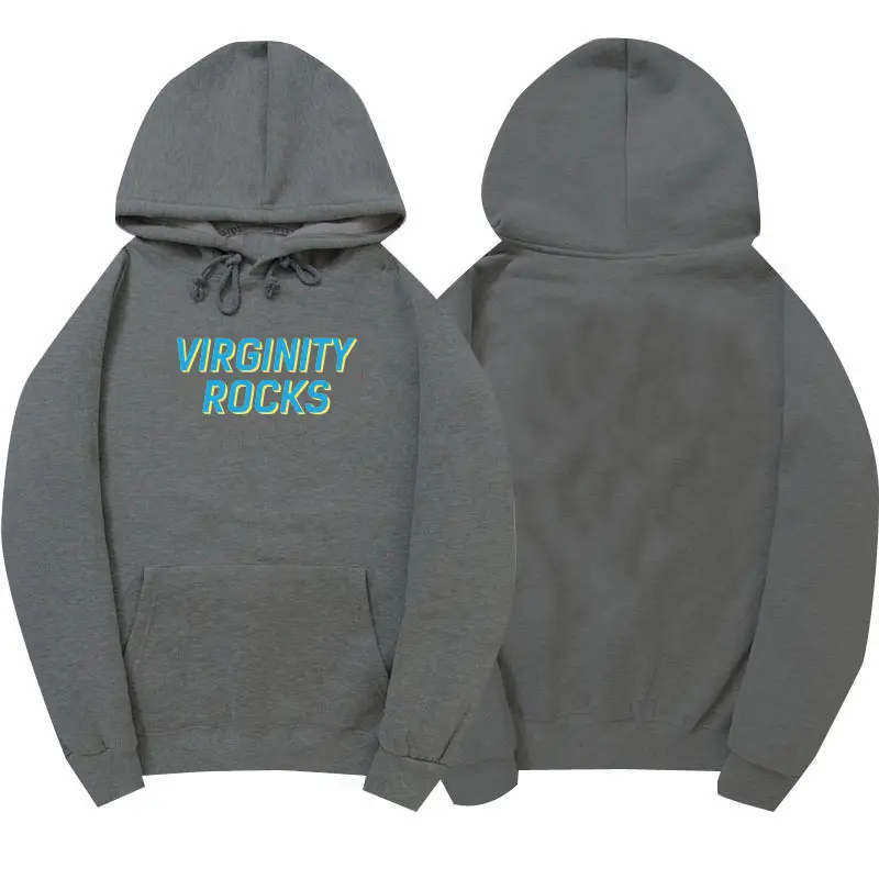 Red Virginity Rocks Hooded Fleece Sweatshirt Unisex — feature 9