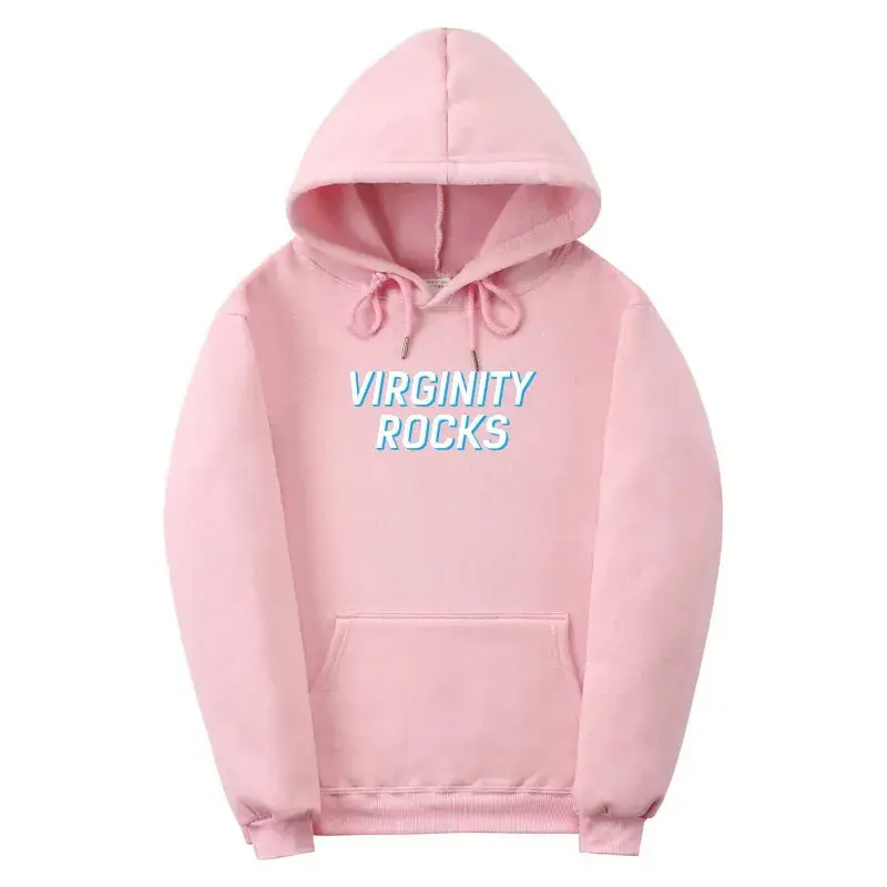 Red Virginity Rocks Hooded Fleece Sweatshirt Unisex