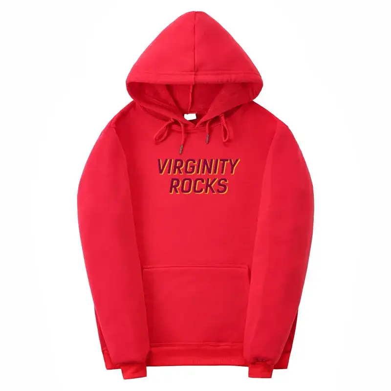Red Virginity Rocks Hooded Fleece Sweatshirt Unisex