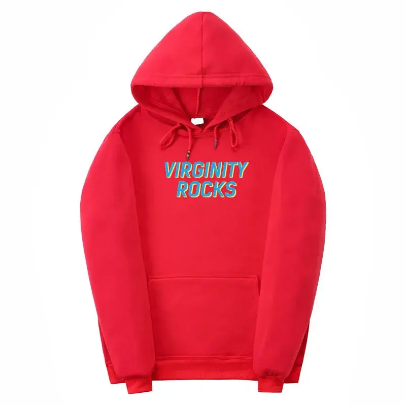 Red Virginity Rocks Hooded Fleece Sweatshirt Unisex