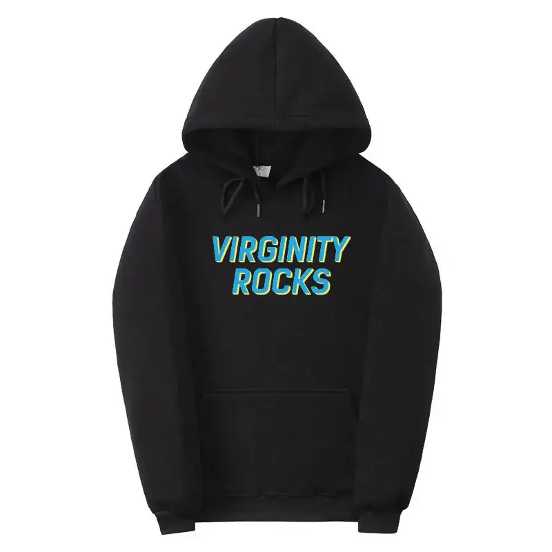 Red Virginity Rocks Hooded Fleece Sweatshirt Unisex