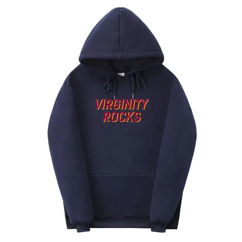 Red Virginity Rocks Hooded Fleece Sweatshirt Unisex