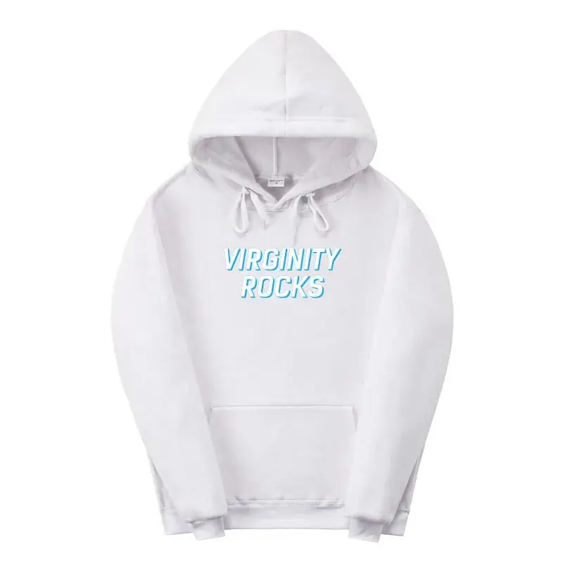 Red Virginity Rocks Hooded Fleece Sweatshirt Unisex