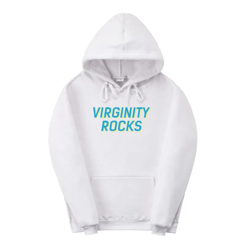 Red Virginity Rocks Hooded Fleece Sweatshirt Unisex