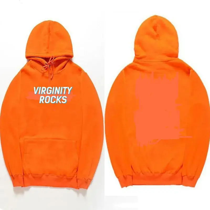 Red Virginity Rocks Hooded Fleece Sweatshirt Unisex