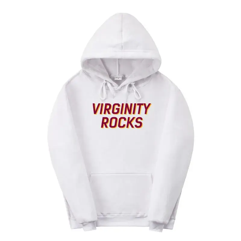 Red Virginity Rocks Hooded Fleece Sweatshirt Unisex