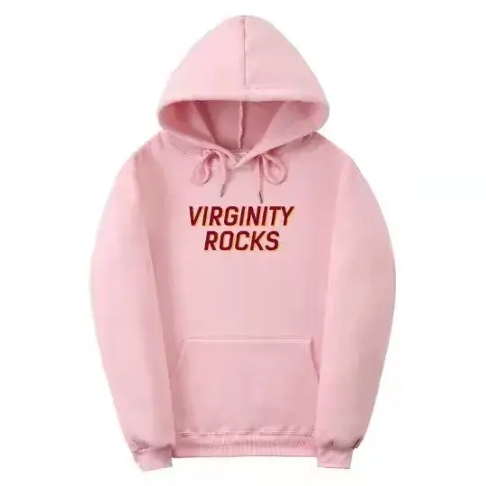 Red Virginity Rocks Hooded Fleece Sweatshirt Unisex