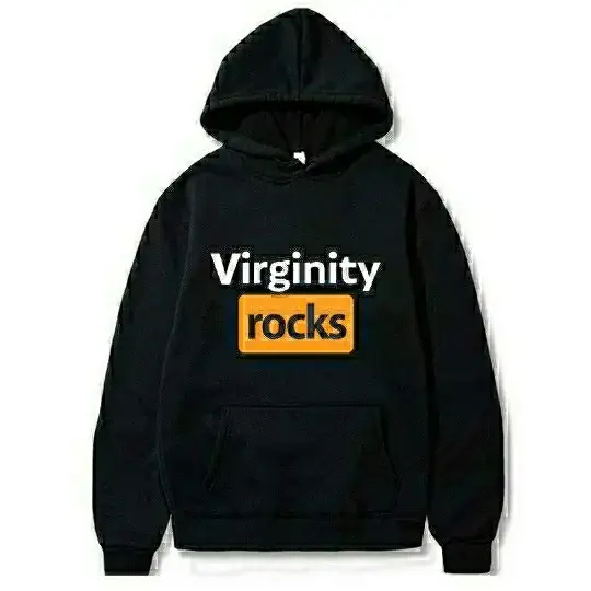 Red Virginity Rocks Hooded Fleece Sweatshirt Unisex