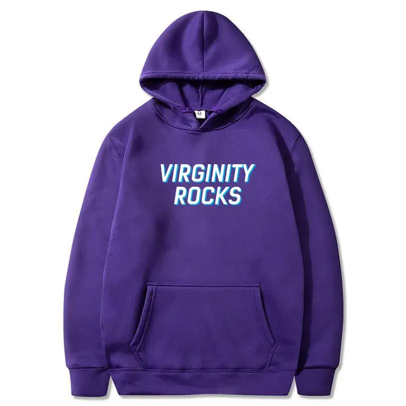 Red Virginity Rocks Hooded Fleece Sweatshirt Unisex