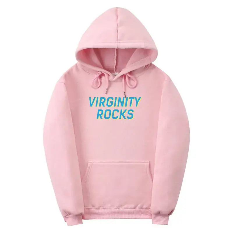 Red Virginity Rocks Hooded Fleece Sweatshirt Unisex
