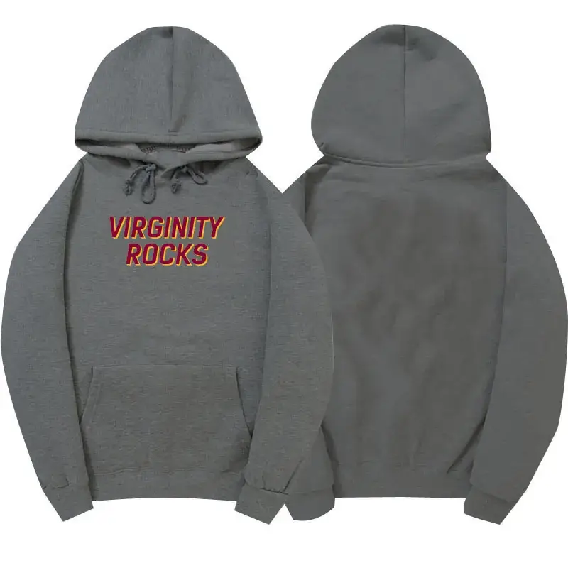 Red Virginity Rocks Hooded Fleece Sweatshirt Unisex