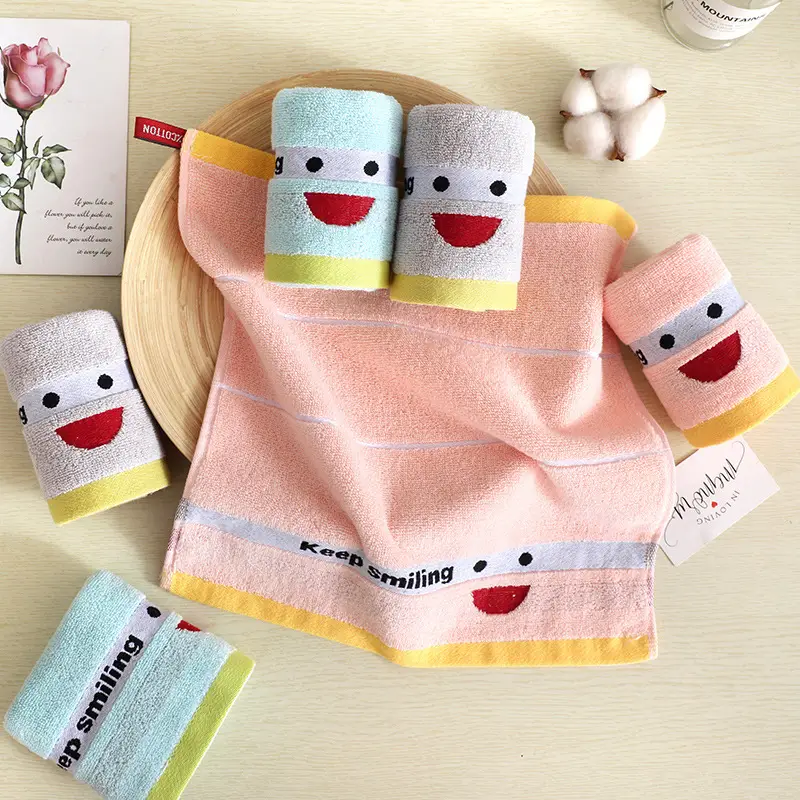 Cotton Baby Hand Towel Set with Smile Design