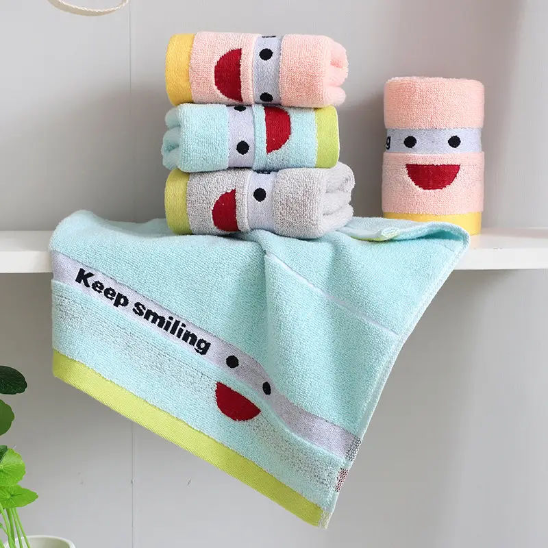 Cotton Baby Hand Towel Set with Smile Design