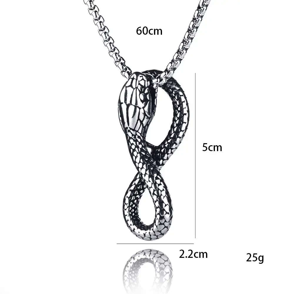 Titanium Steel Python Pendant Necklace for Men - Image 4