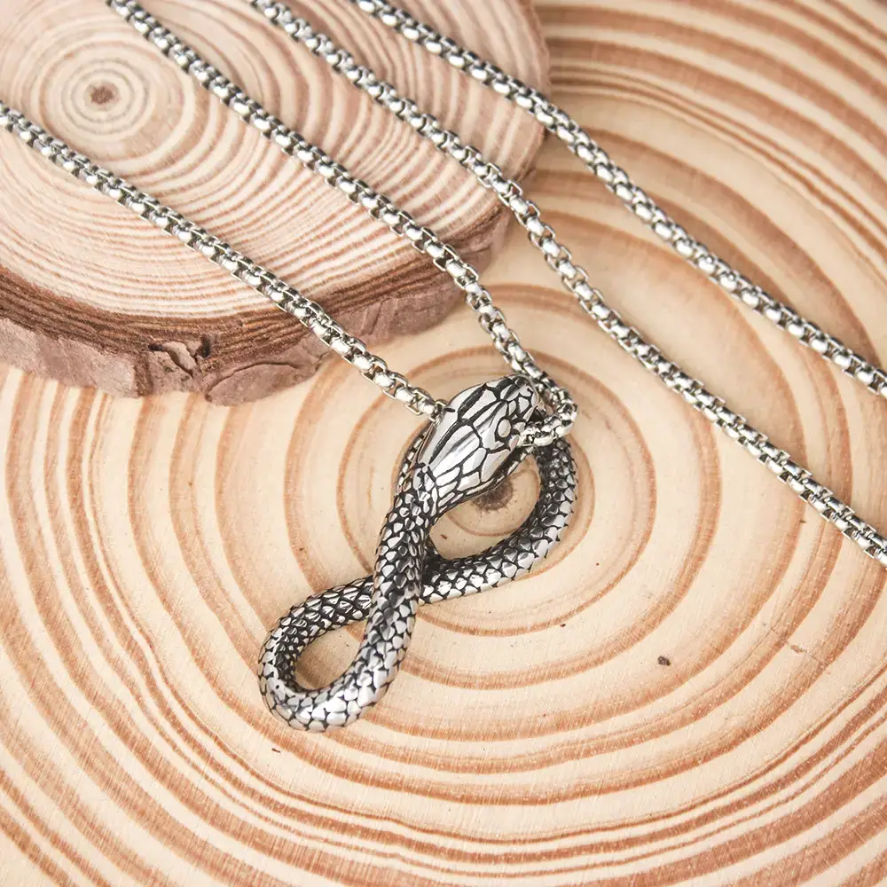 Titanium Steel Python Pendant Necklace for Men - Image 5