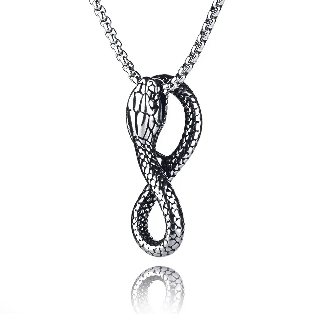 Titanium Steel Python Pendant Necklace for Men - Image 6