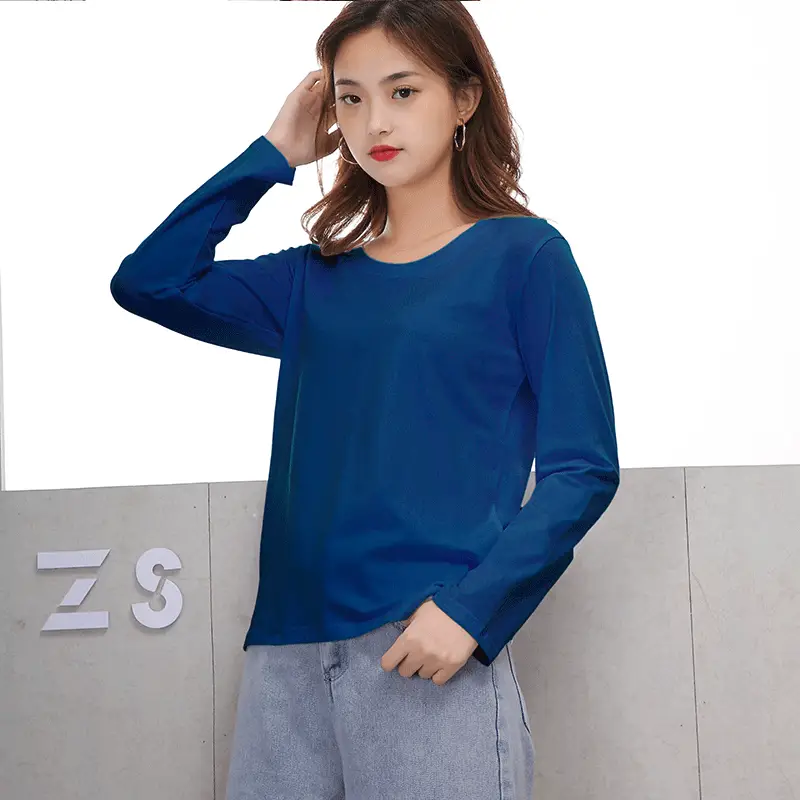 Women Cotton Long Sleeve Yellow T-Shirt 2025 - Image 4