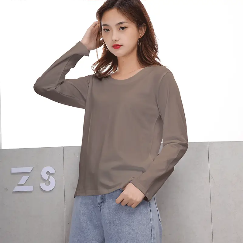Women Cotton Long Sleeve Yellow T-Shirt 2025 - Image 6