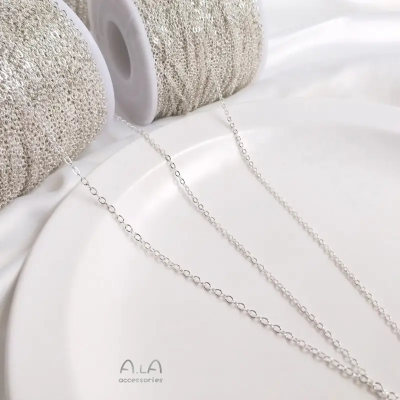 Korean Copper S925 Silver Necklace O-Chain Cross Design - Image 2