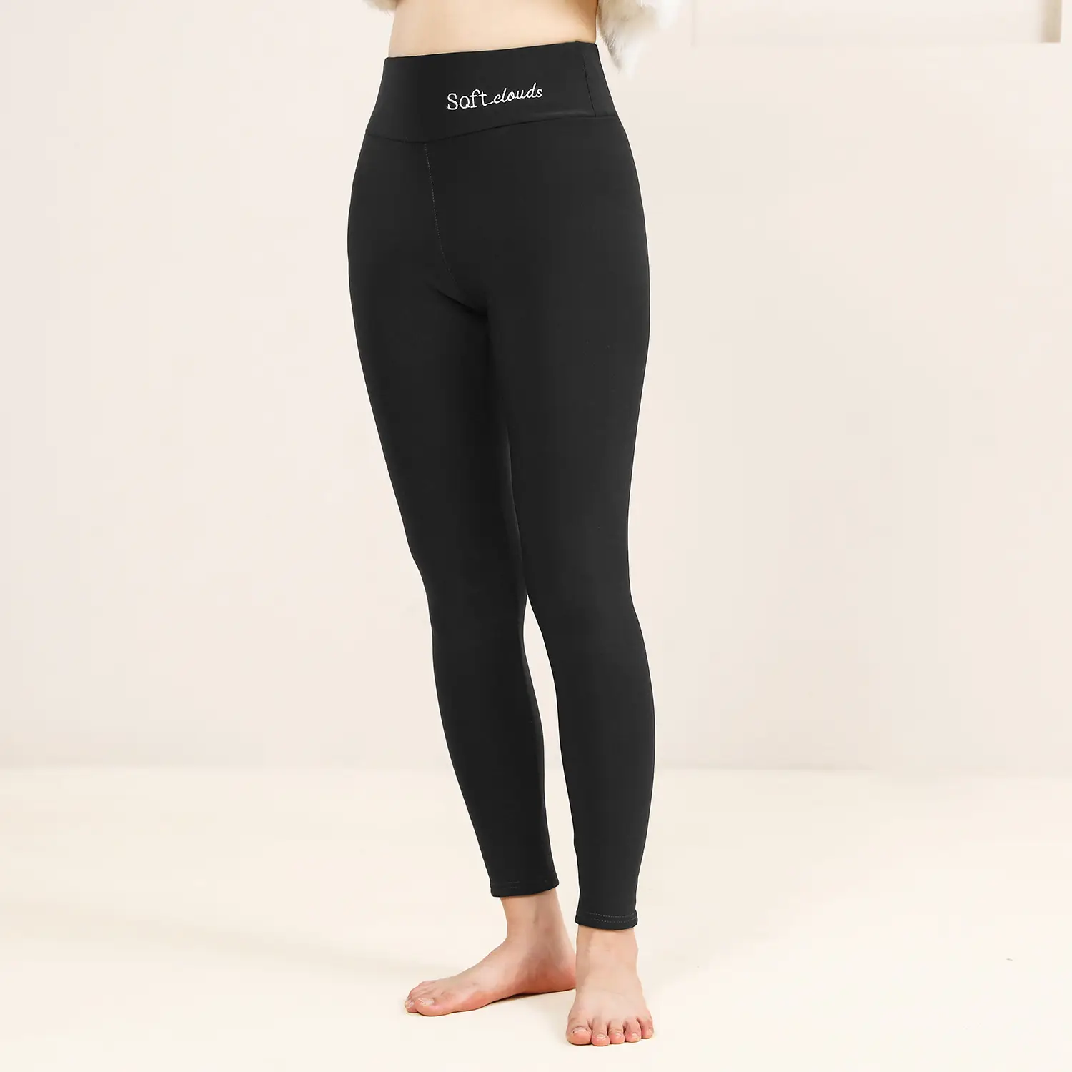Women Maroon Thick Fleece Leggings High Waist Stretch — feature 13