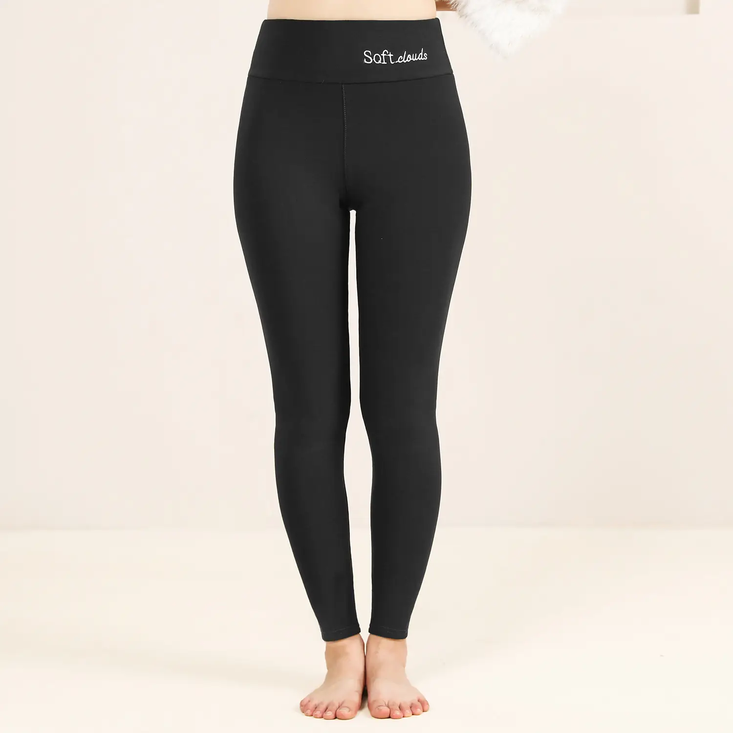 Women Maroon Thick Fleece Leggings High Waist Stretch — feature 14